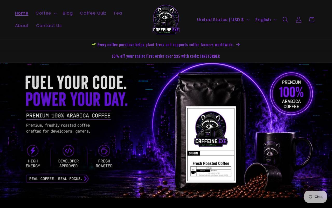 Screenshot of caffeineexe.com